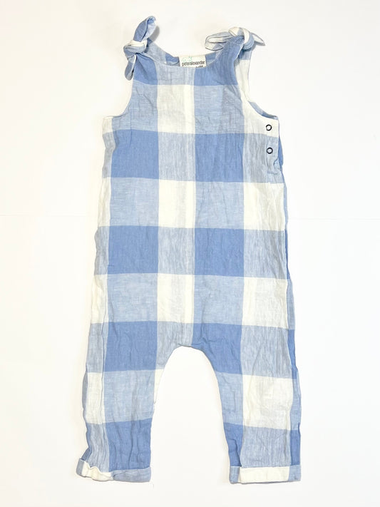 Woven check romper - Size 1