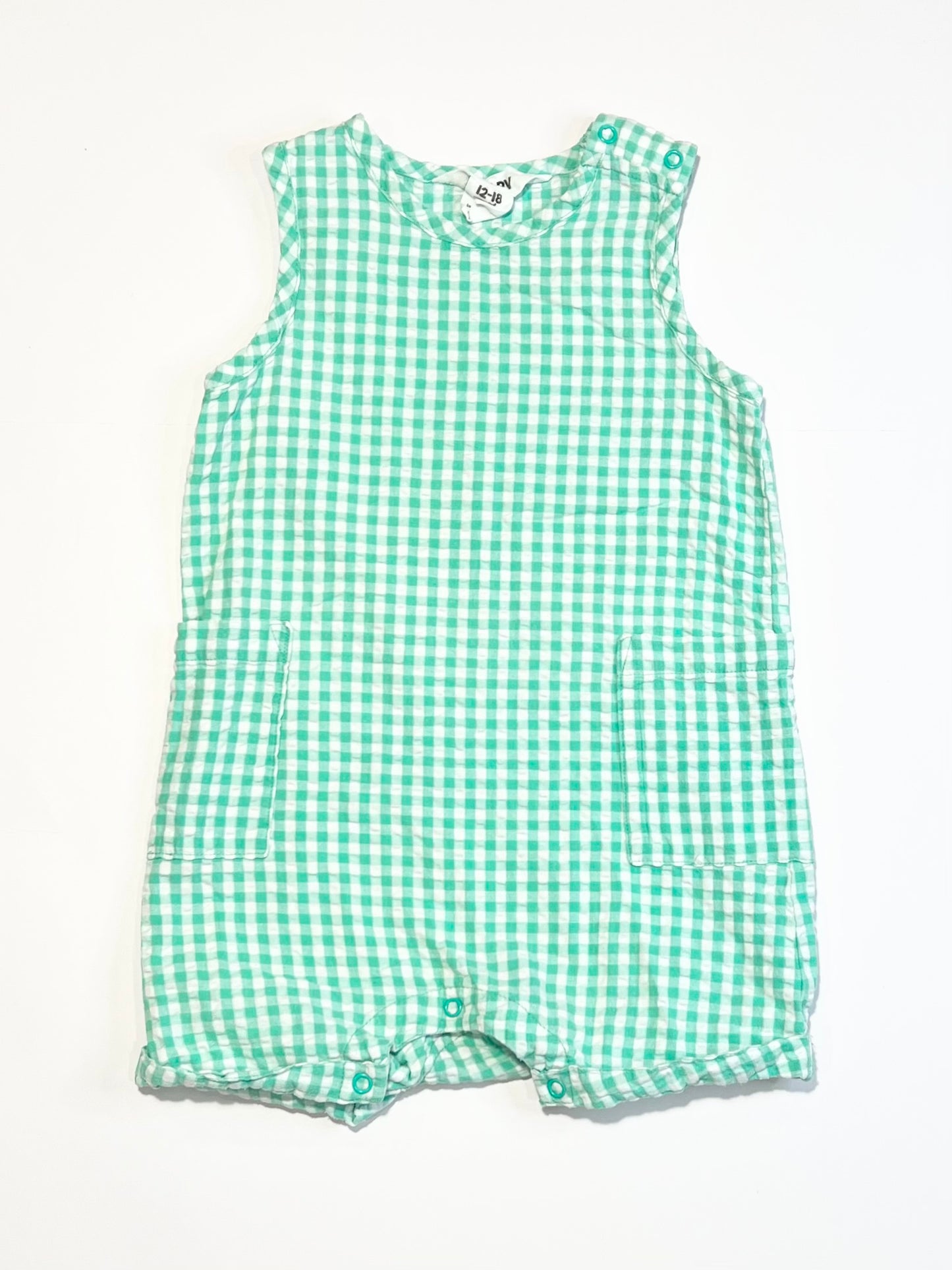 Green gingham romper - Size 1