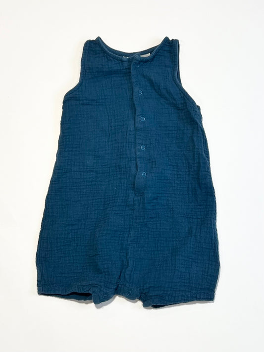 Blue muslin romper - Size 1