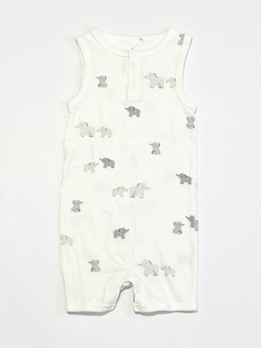 White elephnats romper - Size 1