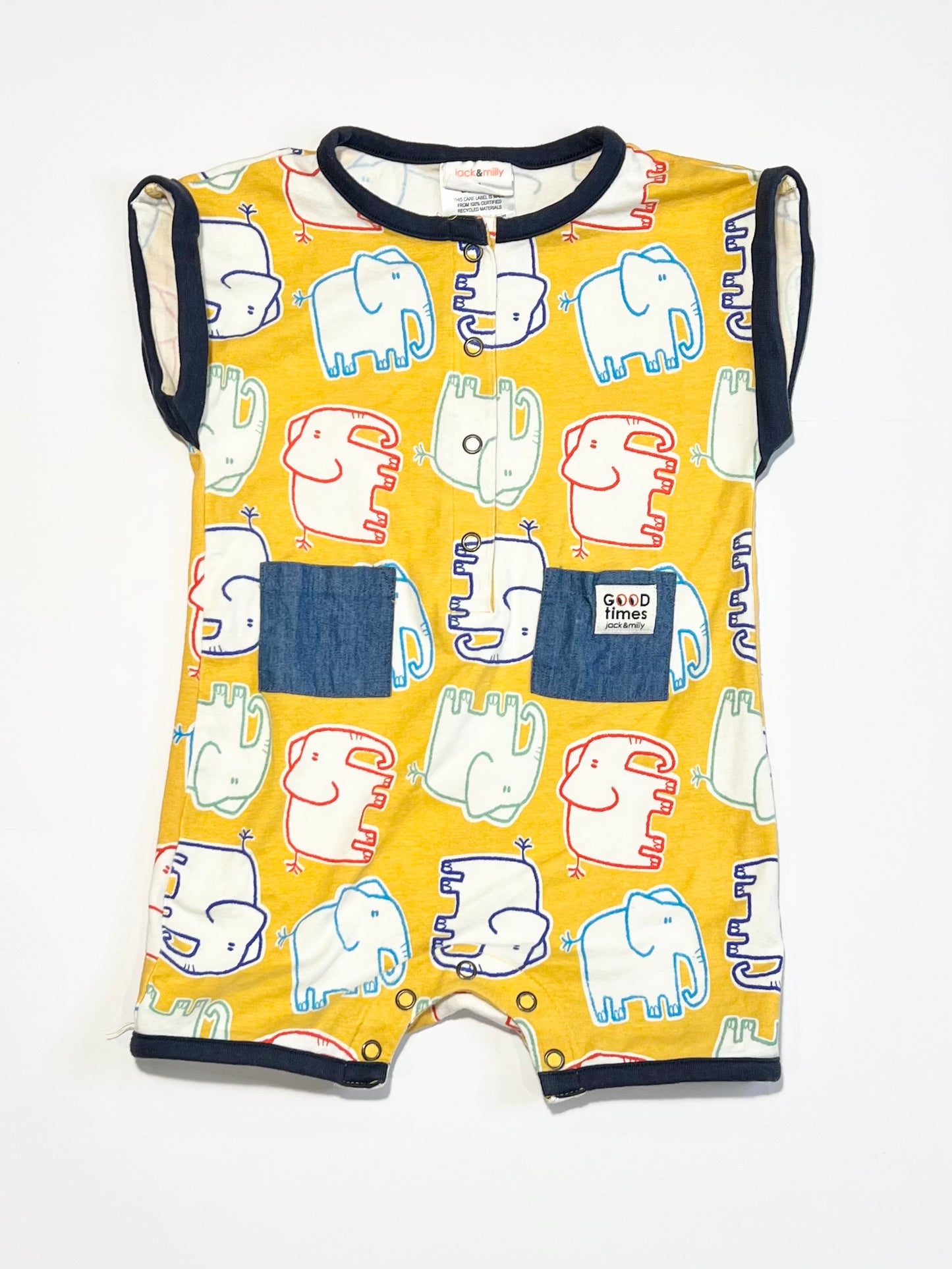 Yellow elephants romper - Size 1