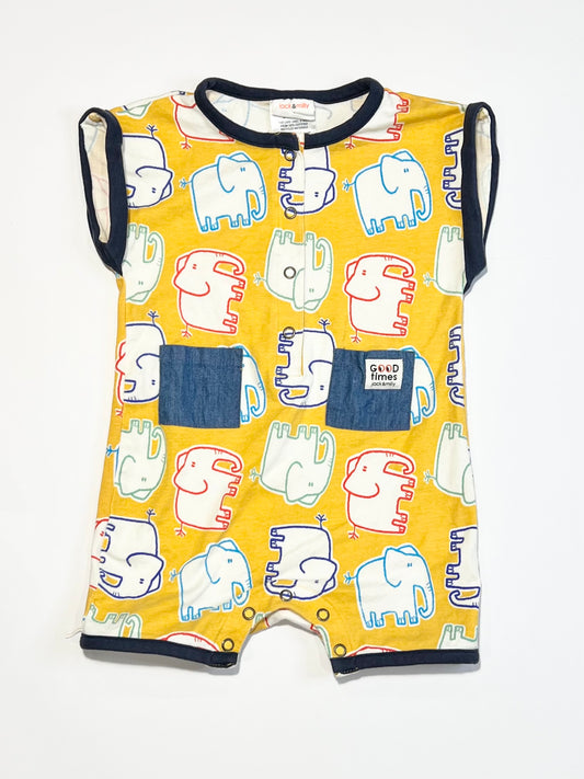 Yellow elephants romper - Size 1