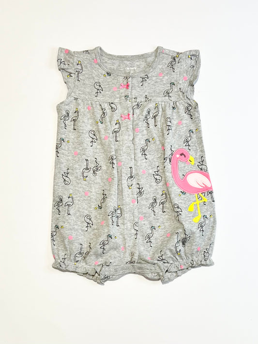 Grey flamingo romper - Size 00