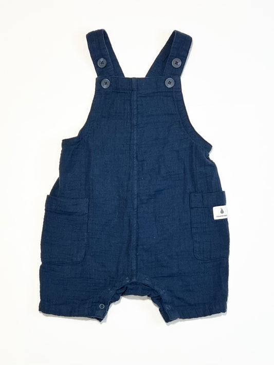 Navy muslin shortalls - Size 1