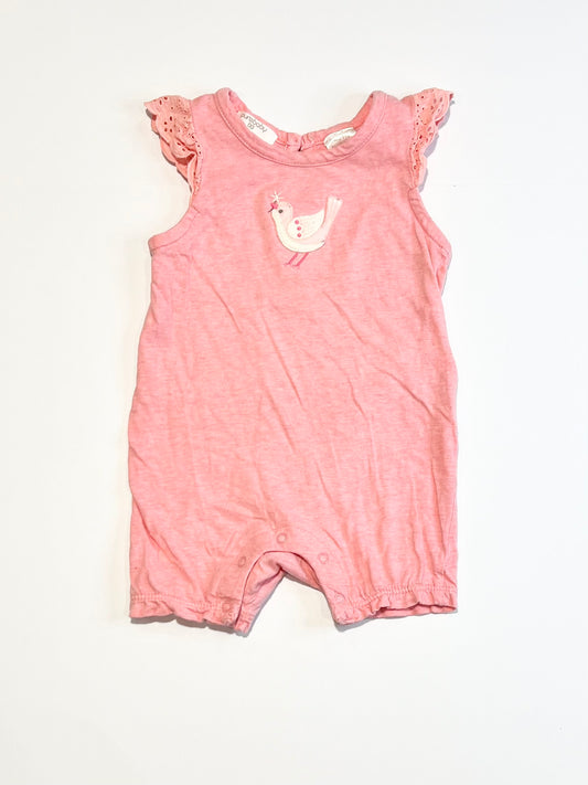 Pink bird romper - Size 00