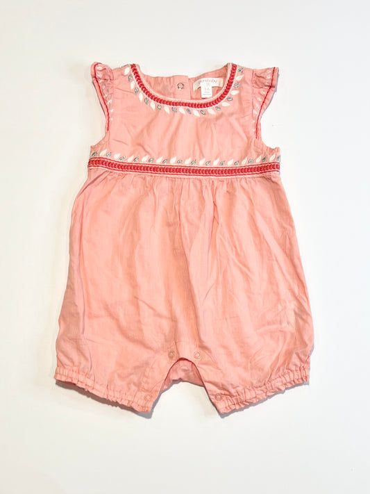 Pink embroidered romper - Size 00