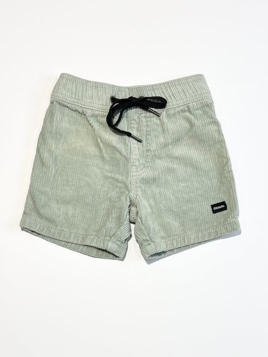 Green corduroy shorts- Size 1-2