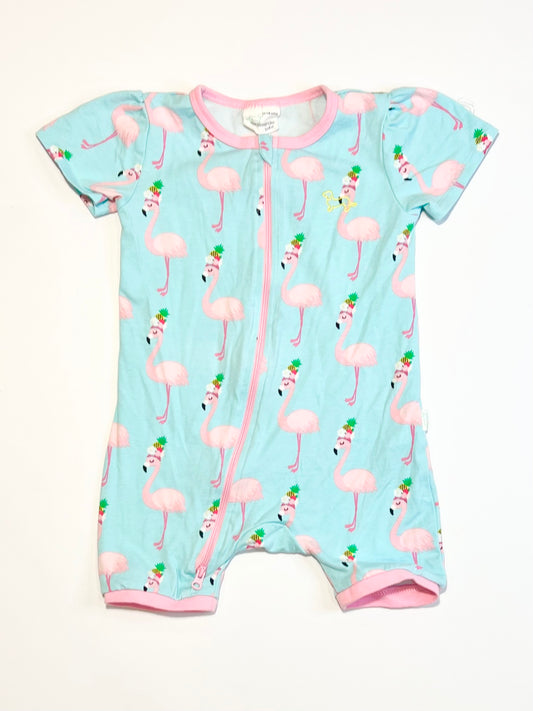 Flamingoes zip romper - Size 1