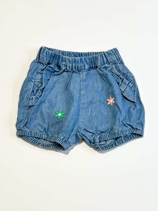 Embroidered chambray shorts - Size 000