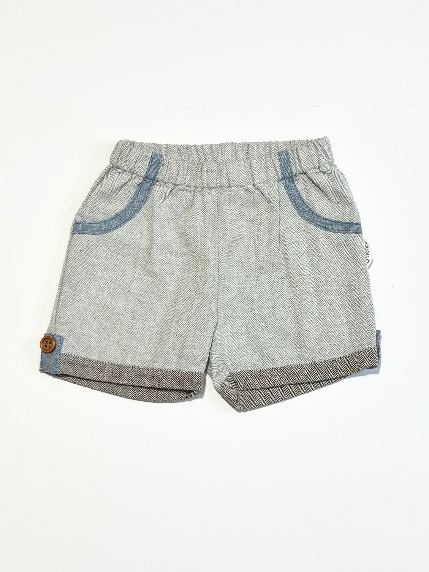 Grey woven shorts - Size 6-9 months