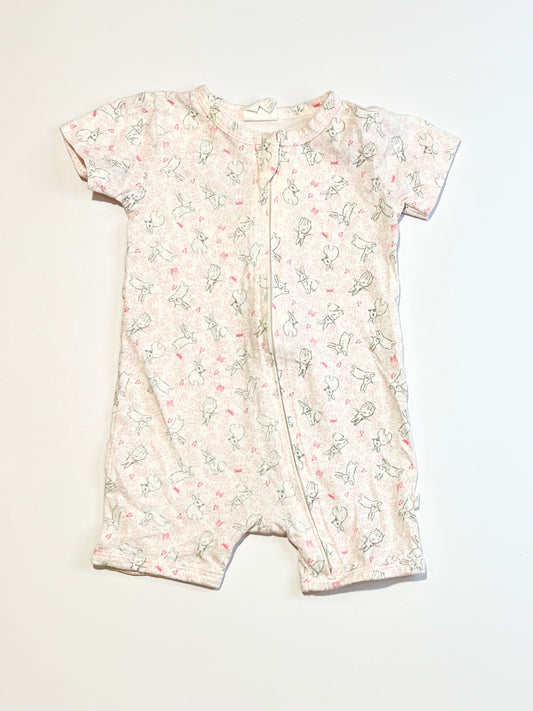 Pink bunny zip romper - Size 000