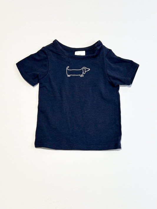 Navy sausage dog tee - Size 0000