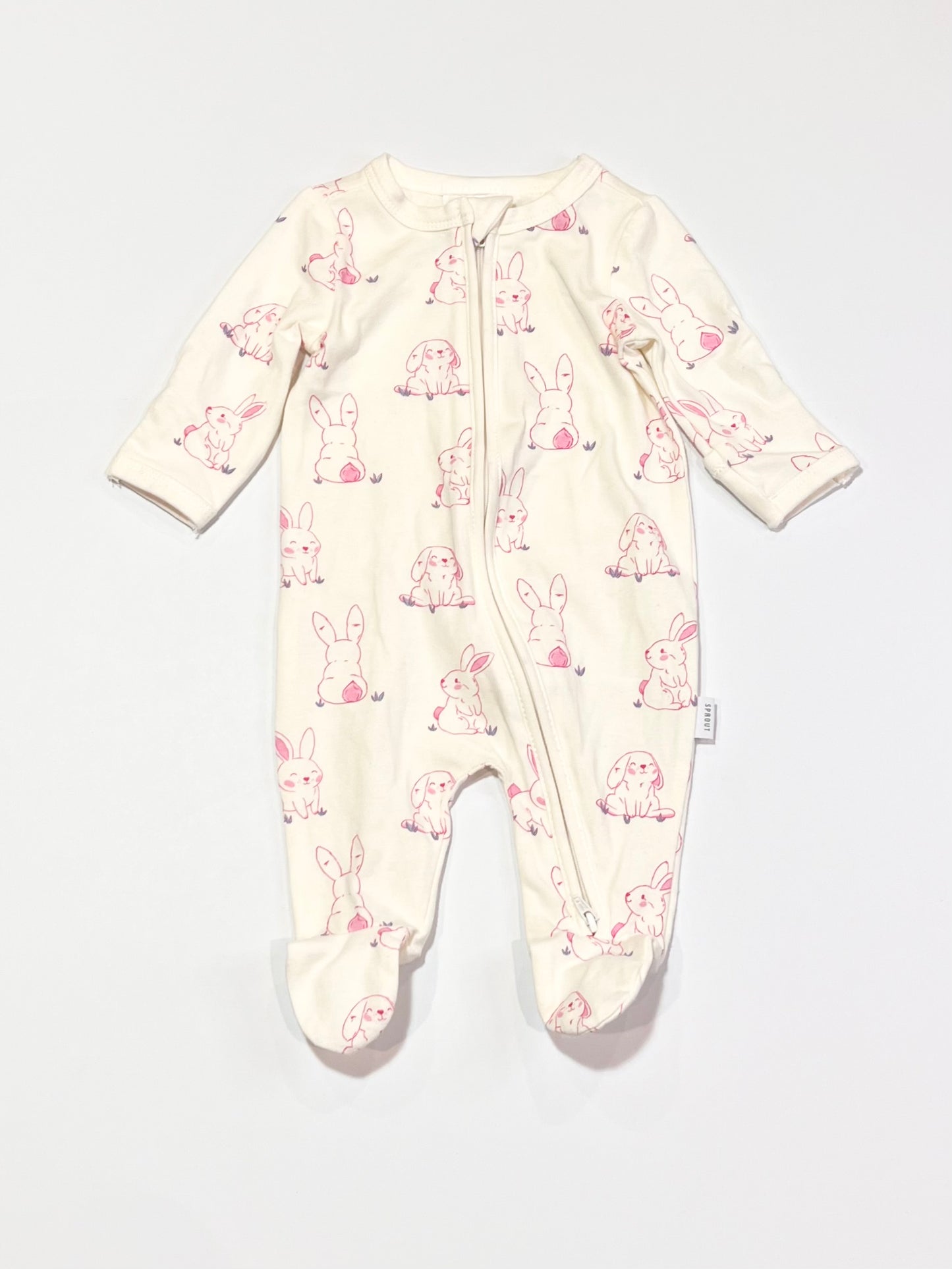 Pink bunny zip onesie - Size 0000