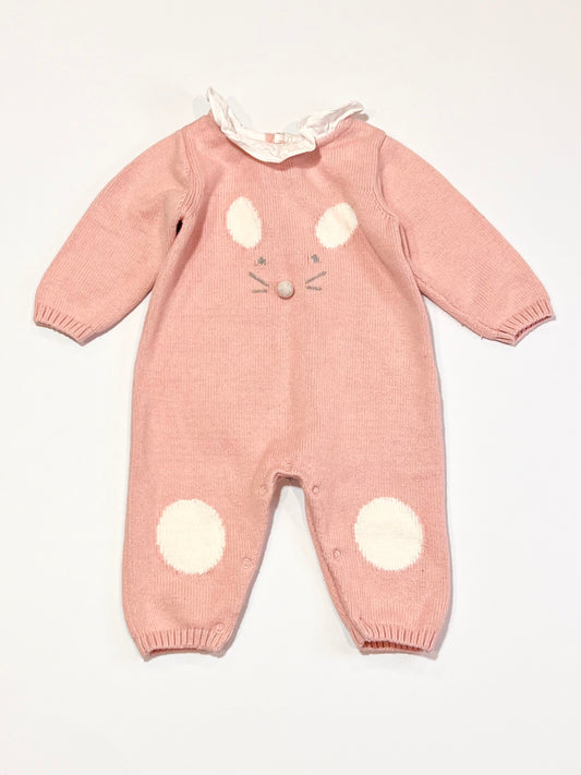 Pink knit bunny onesie - Size 00