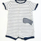 Striped whale romper - Size 9-12 months