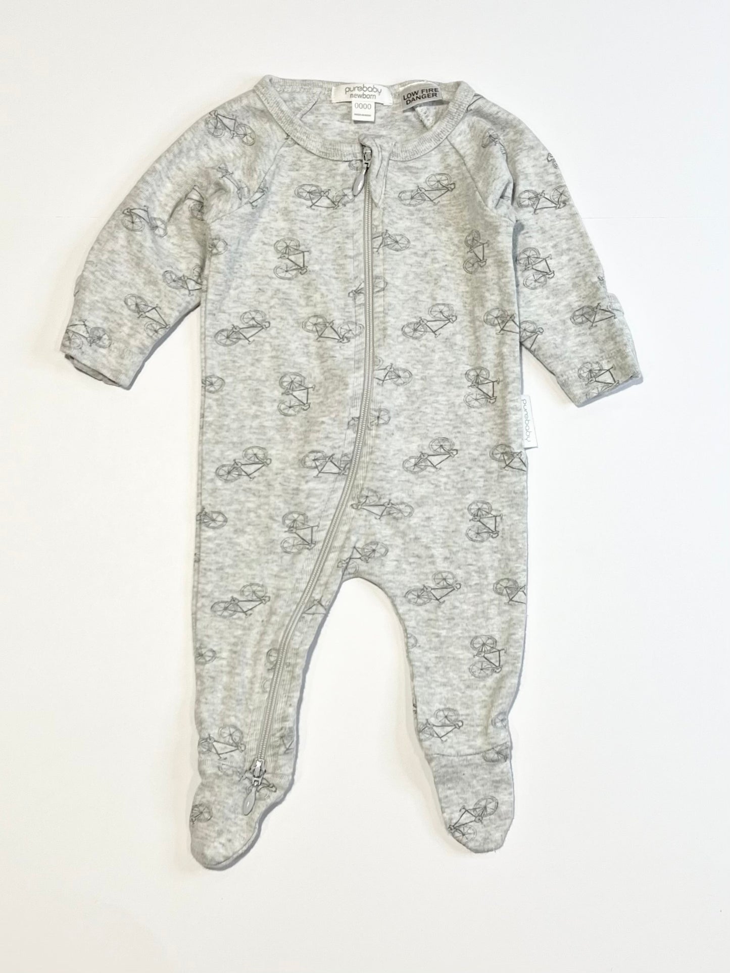 Grey bicycles zip onesie - Size 0000