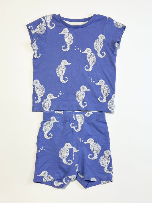 Blue seahorse pyjamas - Size 9-12 months