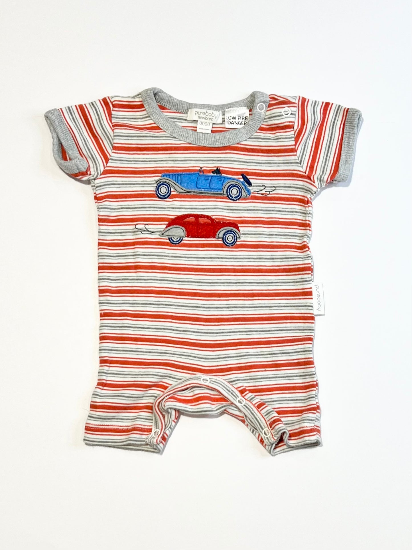 Striped cars romper - Size 0000