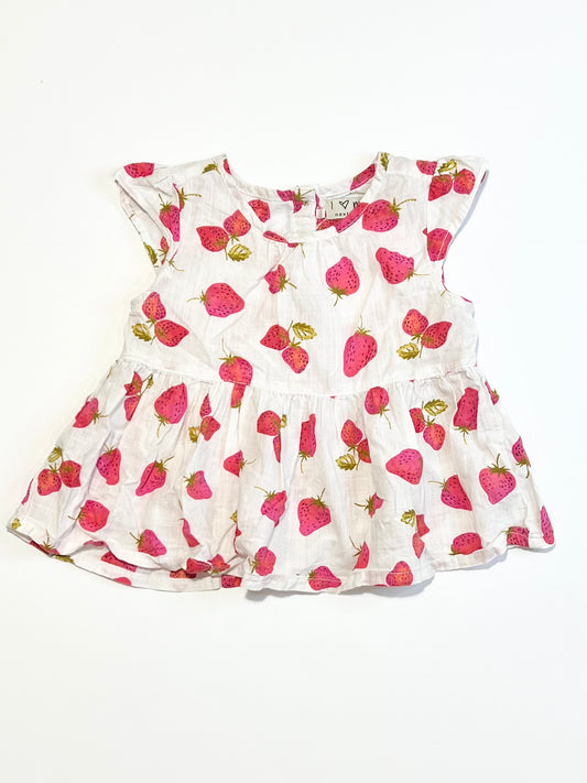 Strawberry cotton top - Size 9-12 months