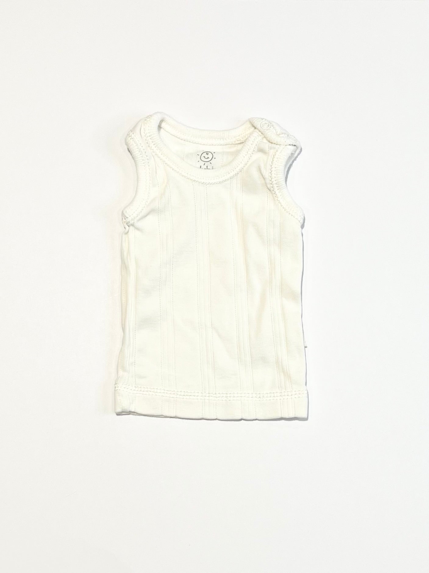 White ribbed singlet - Size 1.5-2.5 kg