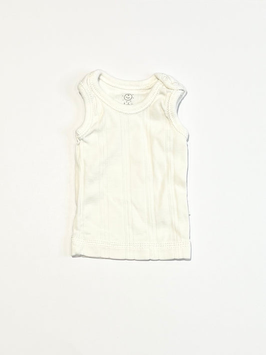 White ribbed singlet - Size 1.5-2.5 kg