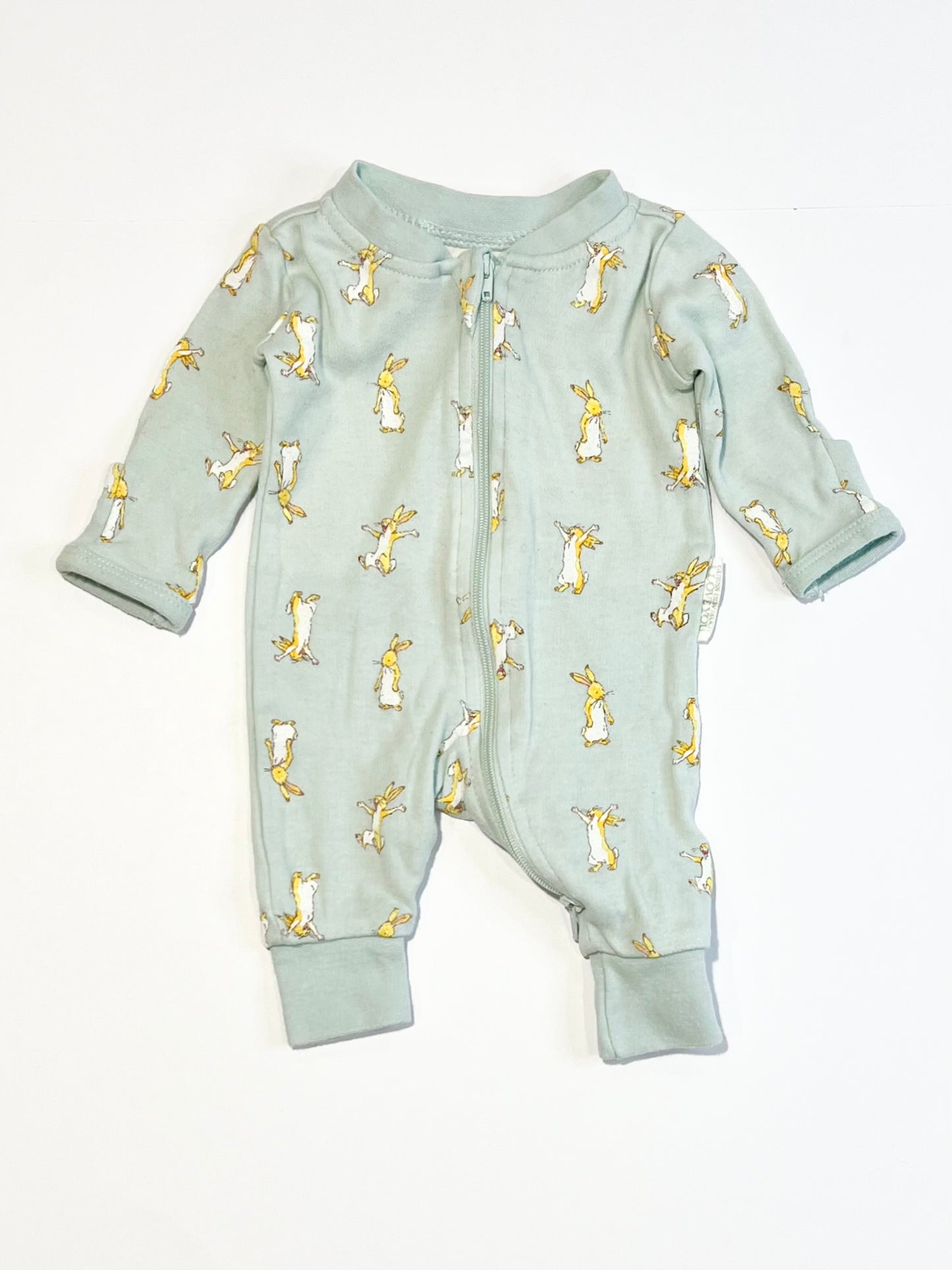 Green bunny zip onesie - Size 00000