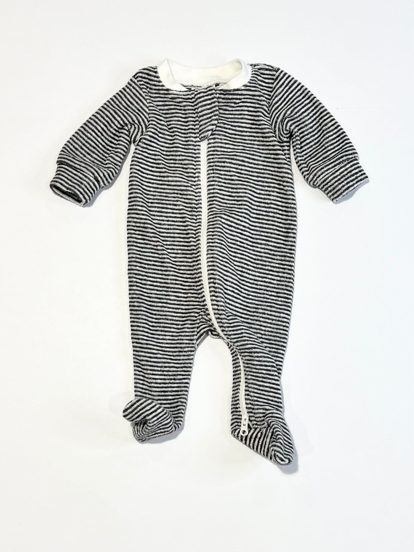 Striped terry zip onesie - Size 00000