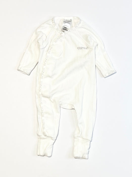 Ribbed white Cosysuit - Size 00000