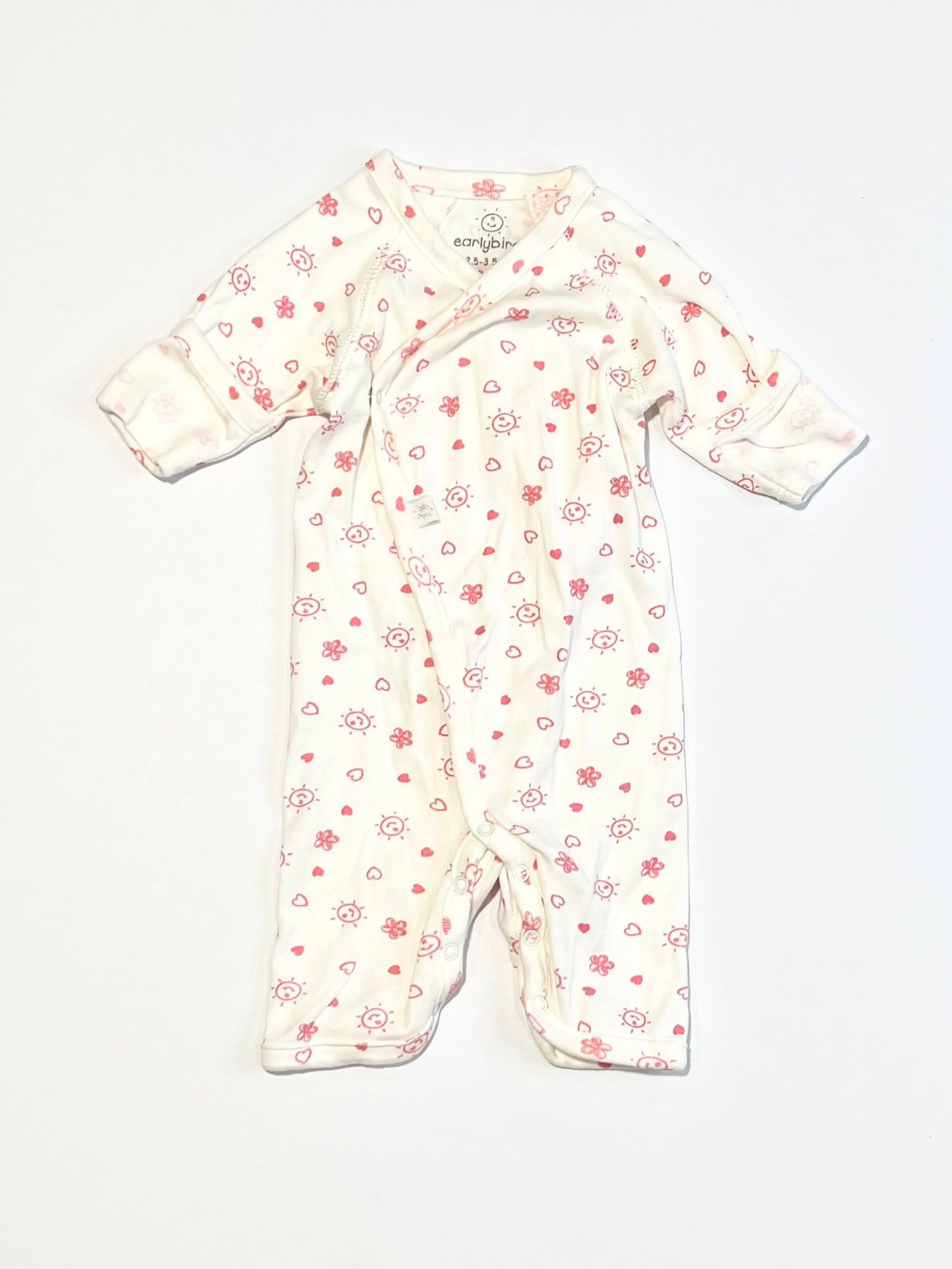 Ribbed pink onesie - Size 2.5-3.5 kg