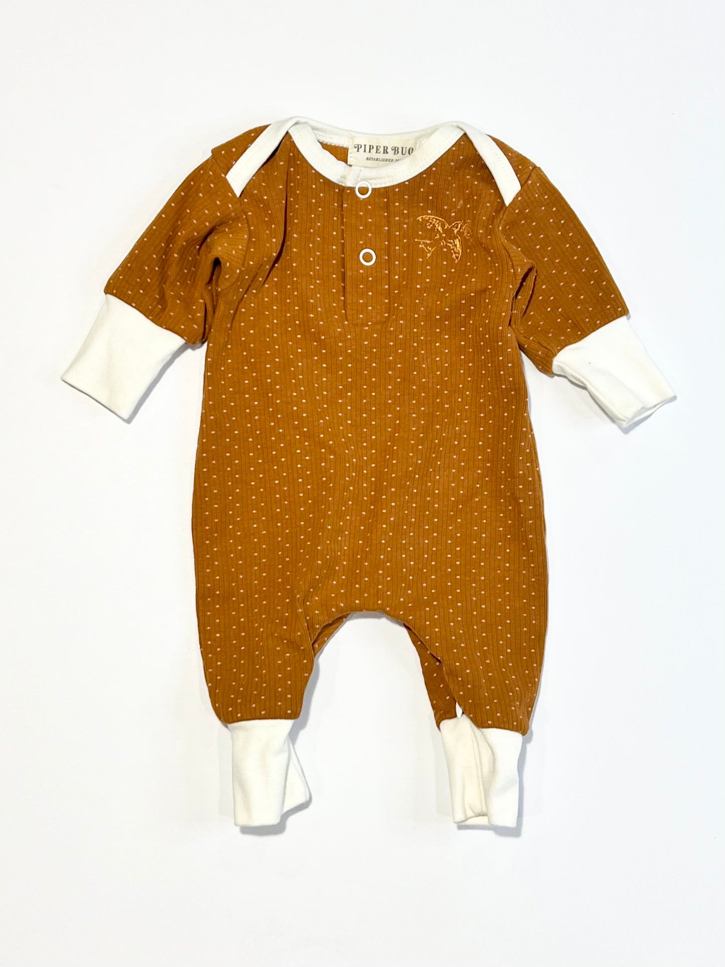 Brown ribbed onesie - Size 00000