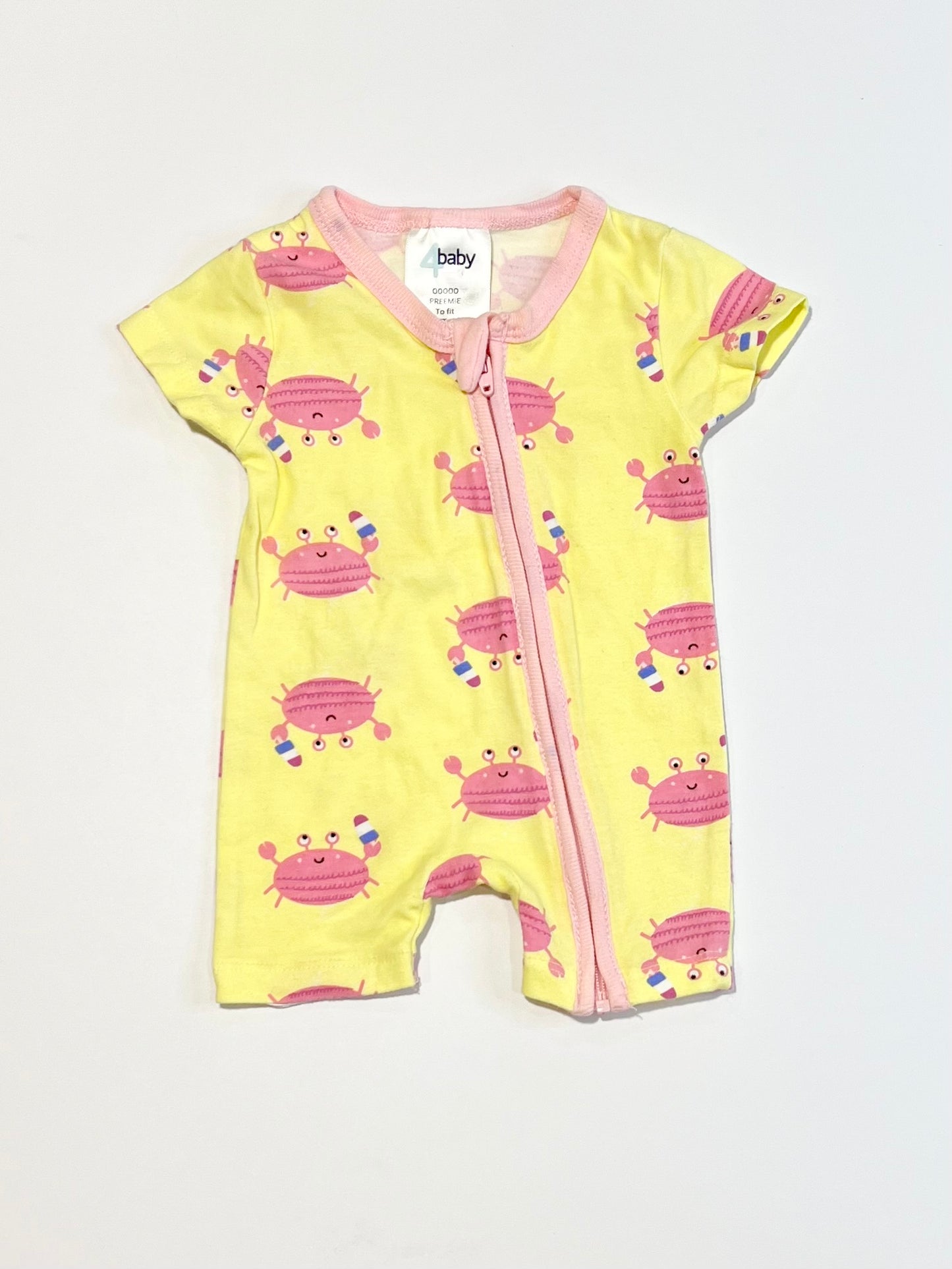 Pink crabs zip romper - Size 00000