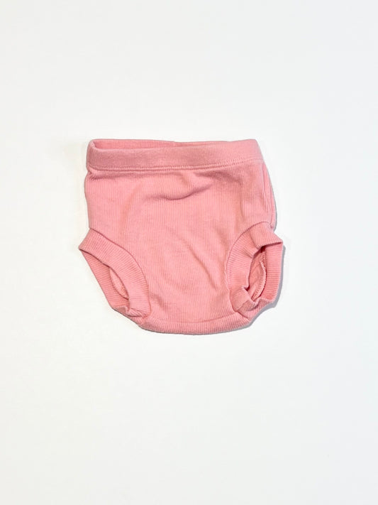 Pink ribbed nappy cover - Size 0000