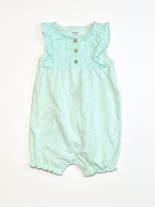 Green jersey romper - Size 9-12 months