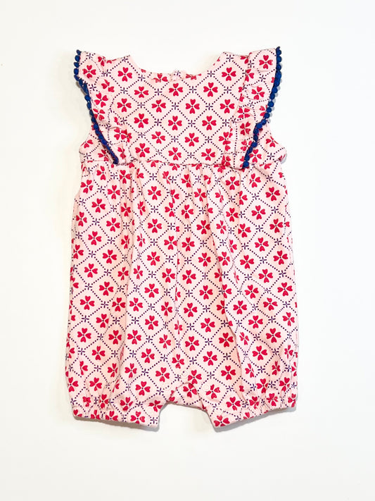 Floral jersey romper - Size 0