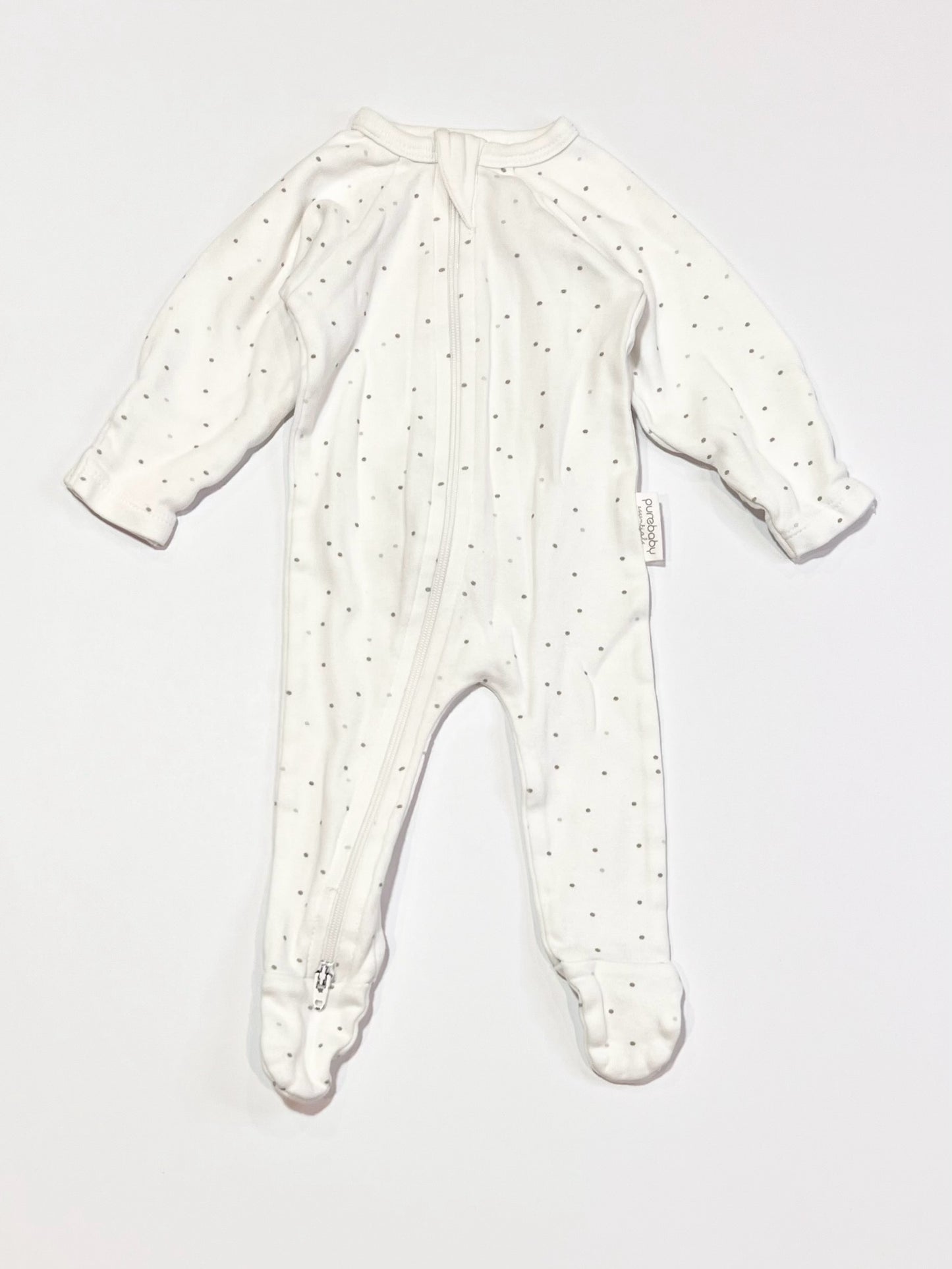 Grey spot zip onesie - Size 0000