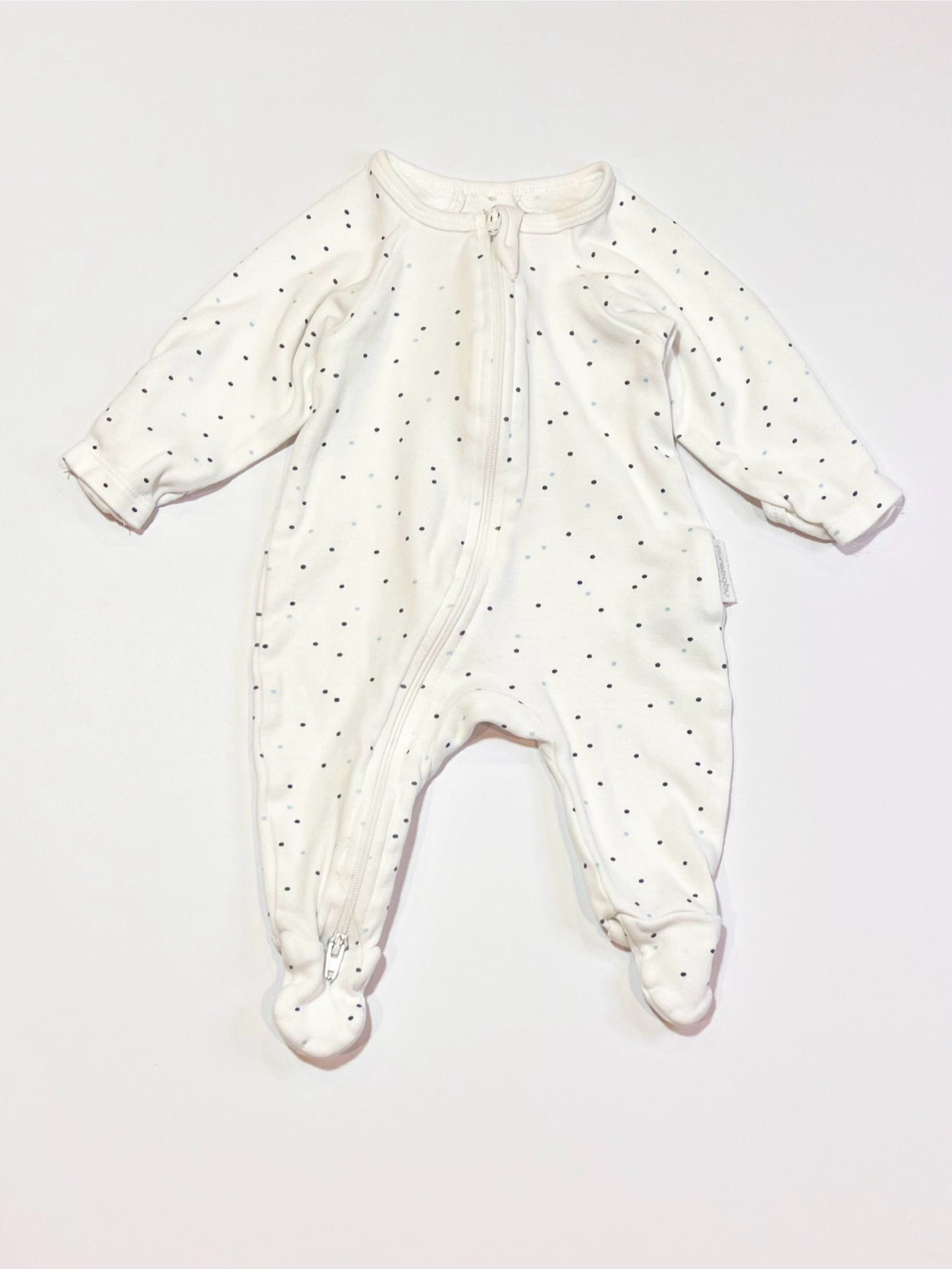 Blue spot zip onesie - Size 0000