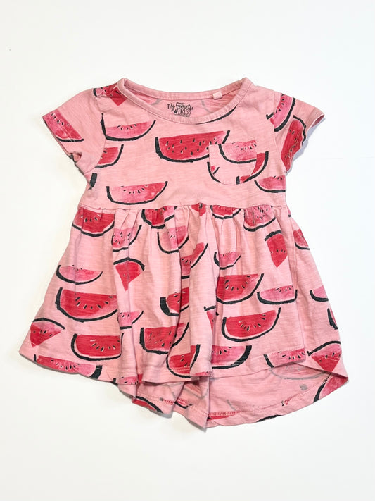 Jersey watermelon dress - Size 6-9 months