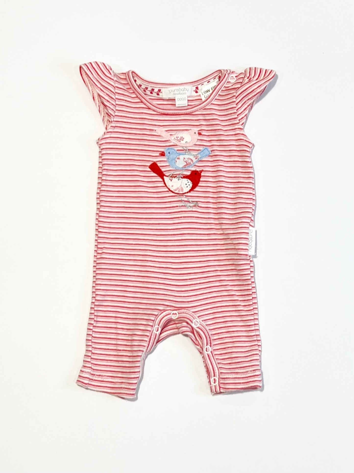 Striped birds romper - Size 0000