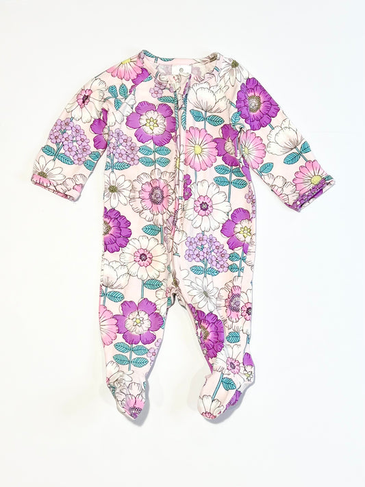 Floral zip onesie - Size 0000