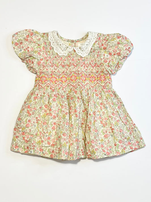 Smocked floral dress - Size 6-9 months