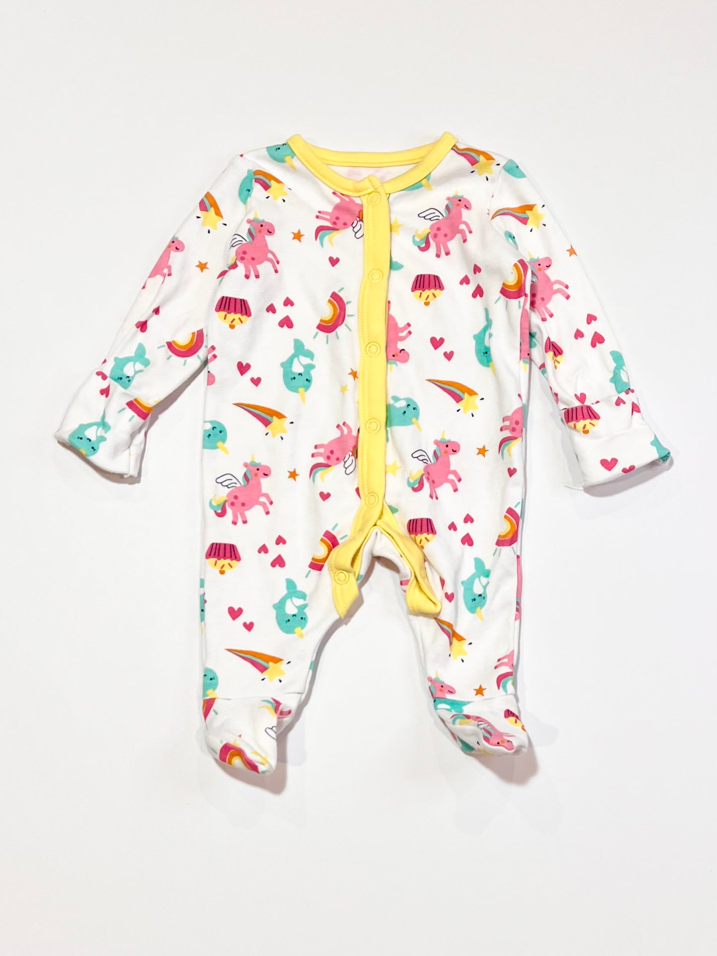 Rainbows and unicorns onesie - Size 0000
