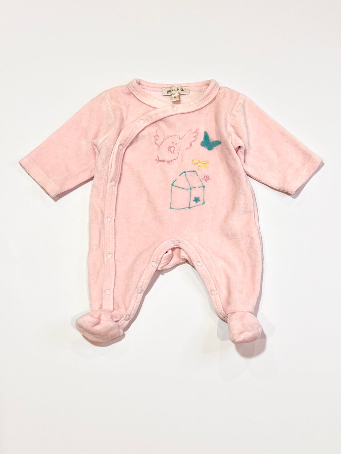 Pink velour onesie - Size 0000