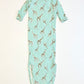 Green snuggle knit knotted gown - Size 0-3 months