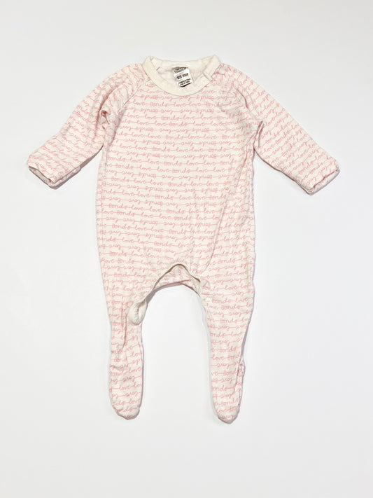 Pink words bamboo onesie - Size 0000