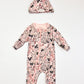 Floral zip onesie with beanie - Size 0000