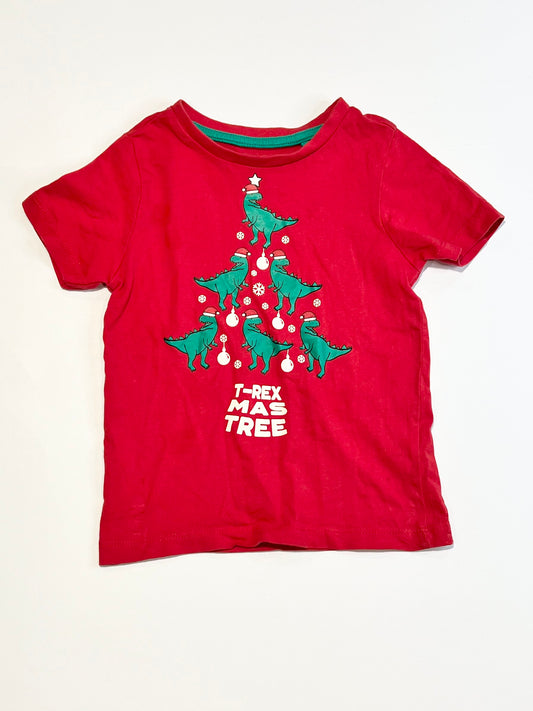 Christmas t-rex tee - Size 2