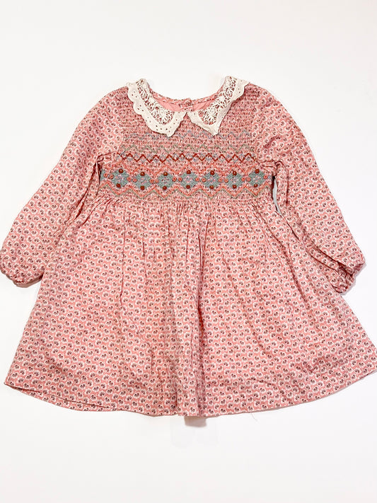 Smocked floral dress - Size 2