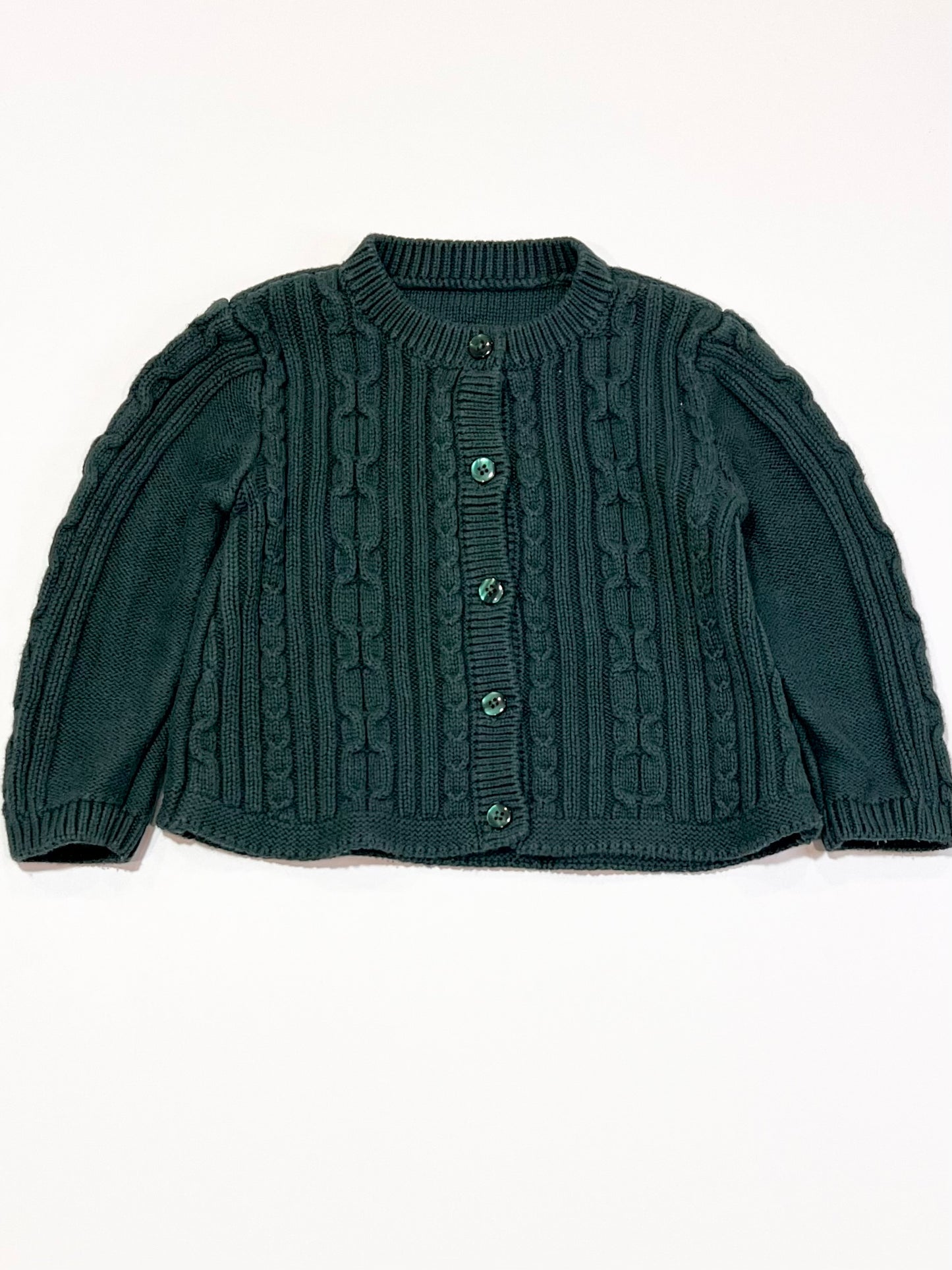 Green cable knit cardigan - Size 2-3