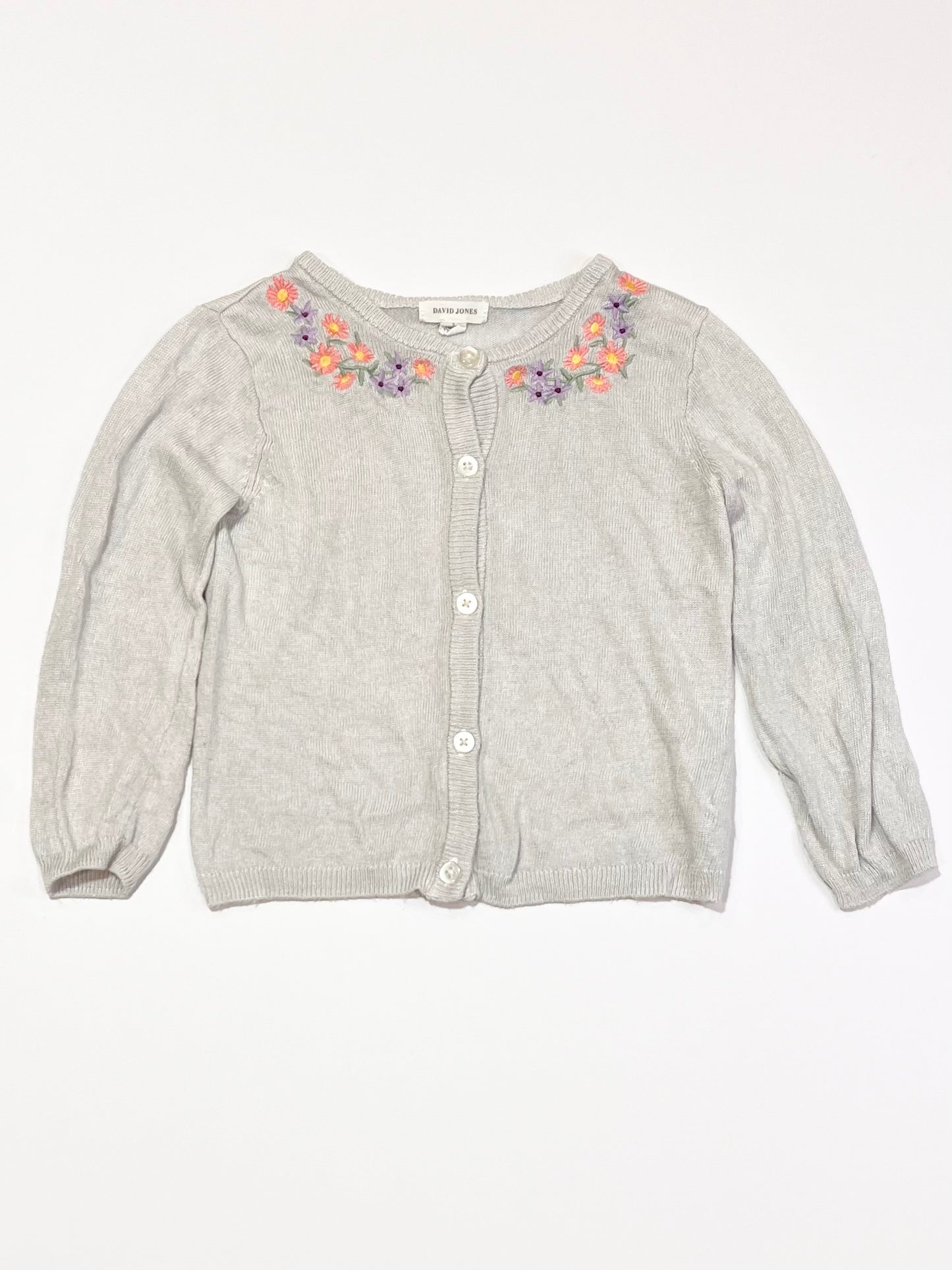 Grey embroidered cardigan - Size 2