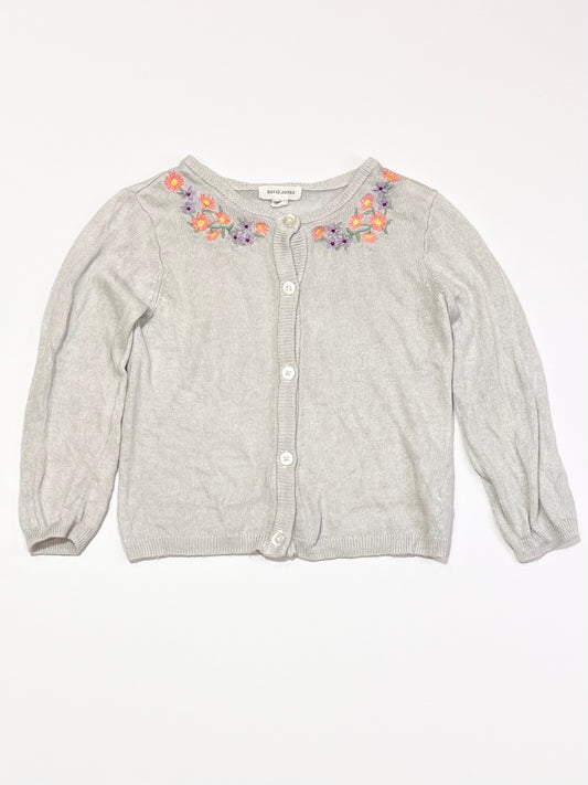 Grey embroidered cardigan - Size 2